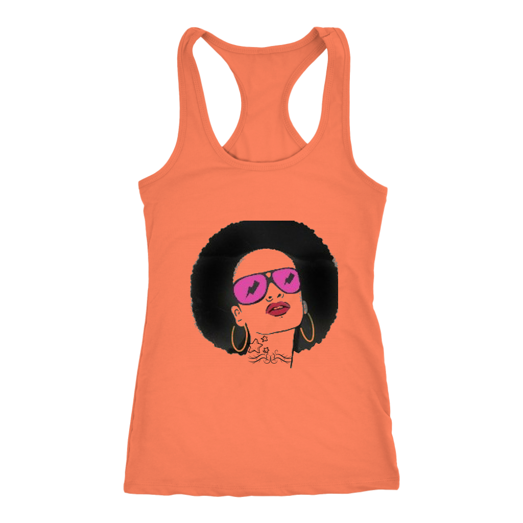 Sassy Afro Racerback Tank Top - Orange | Shop Sassy Chick