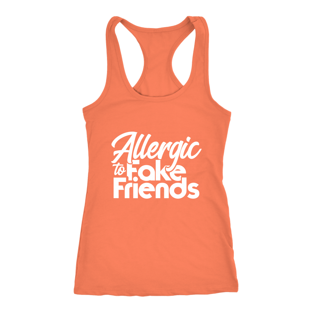 Allergic To Fake Friends Racerback Tank Top - Orange | Shop Sassy Chick