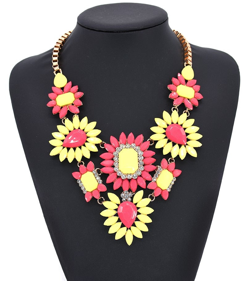 Red Yellow Ethnic Maxi Necklace