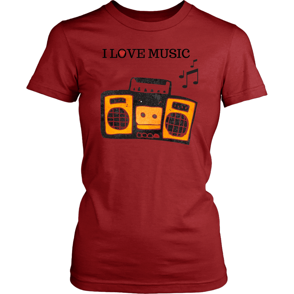 I Love Music Women's Unisex T-Shirt - Red| Shop Sassy Chick