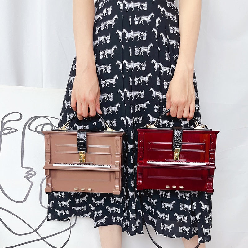 Model using Grand Piano 3D Shape Handbag