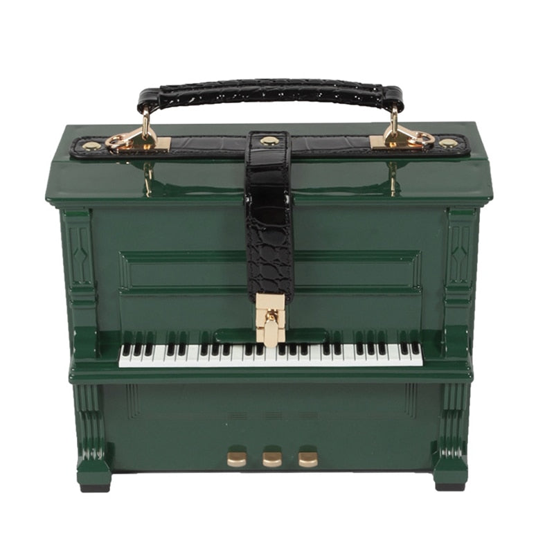 Green Grand Piano 3D Shape Handbag