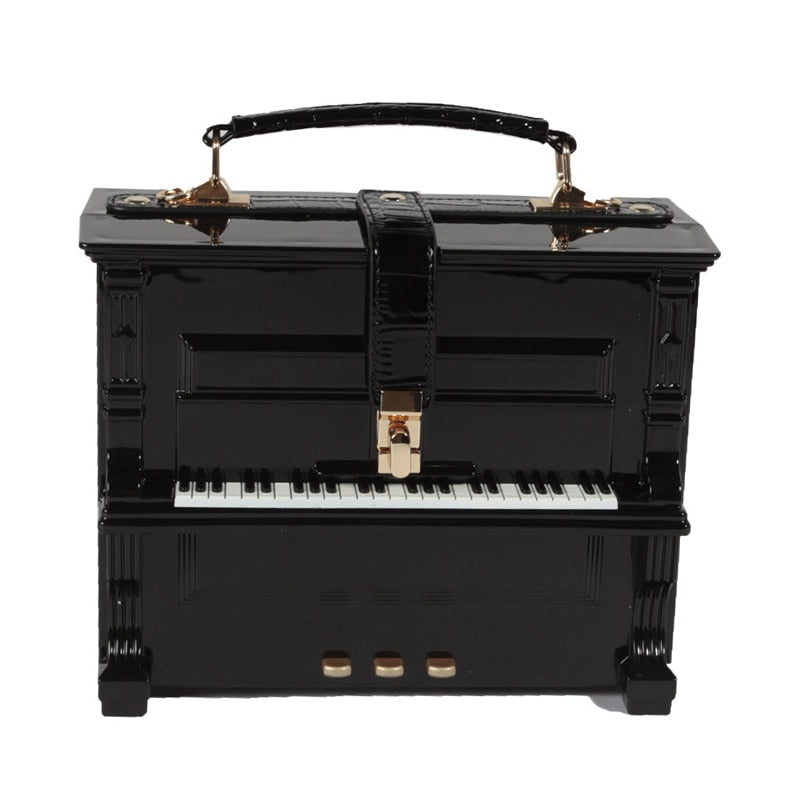 Black Grand Piano 3D Shape Handbag
