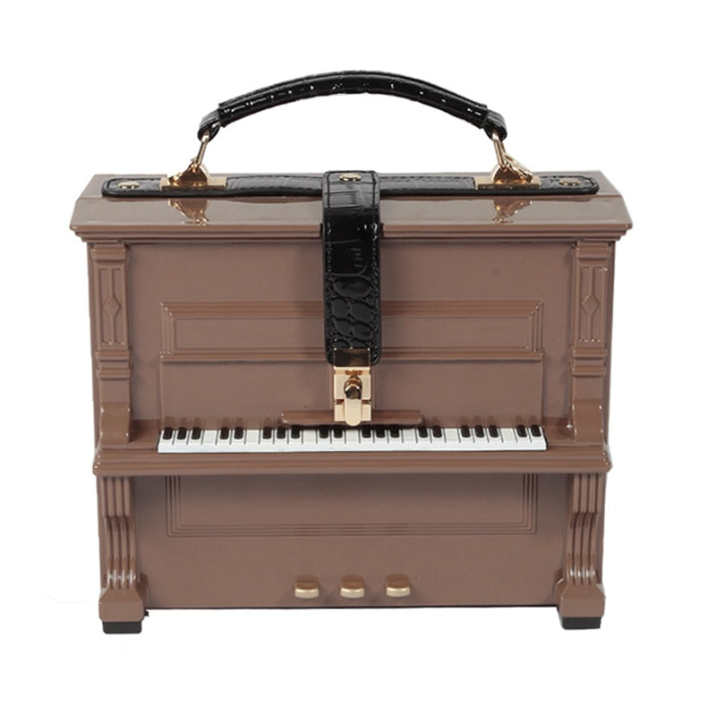 Brown Grand Piano 3D Shape Handbag