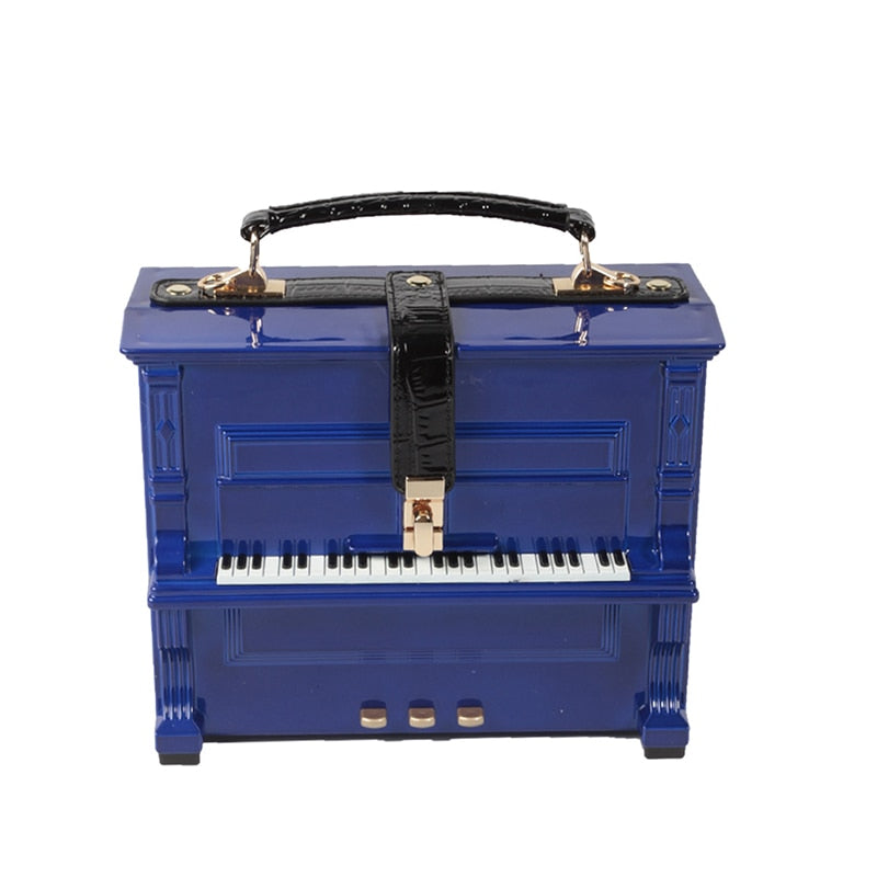 Blue Grand Piano 3D Shape Handbag