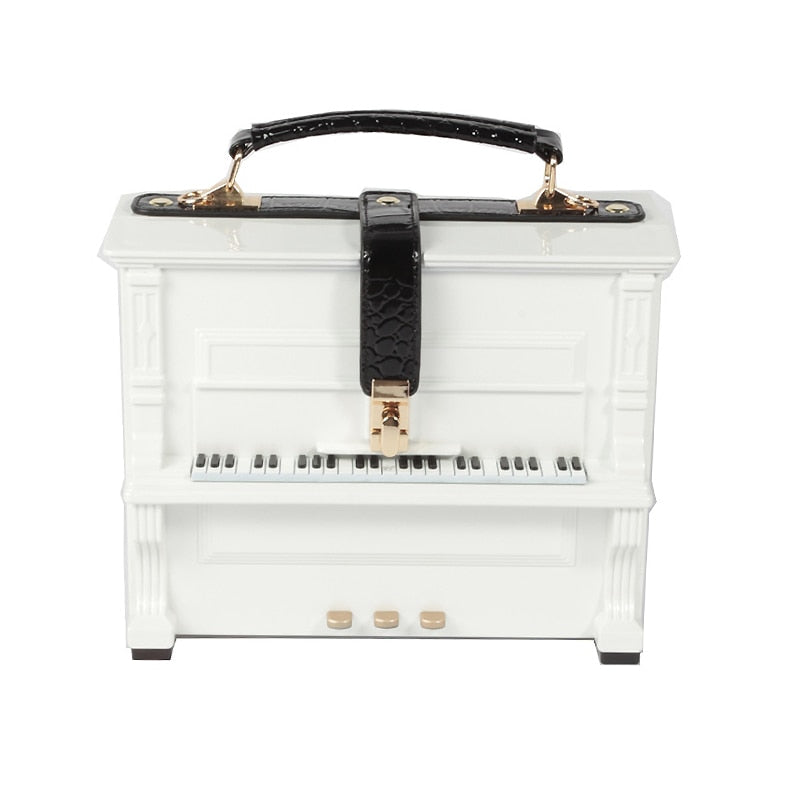 White Grand Piano 3D Shape Handbag