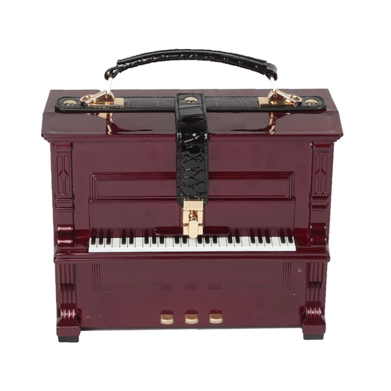 Wine Red Grand Piano 3D Shape Handbag