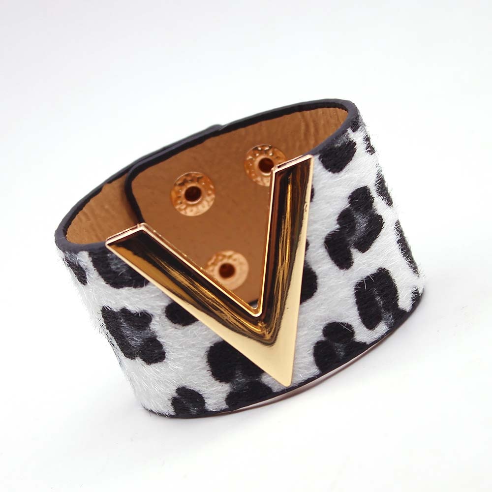 V Shaped Leather Cuff Bracelet