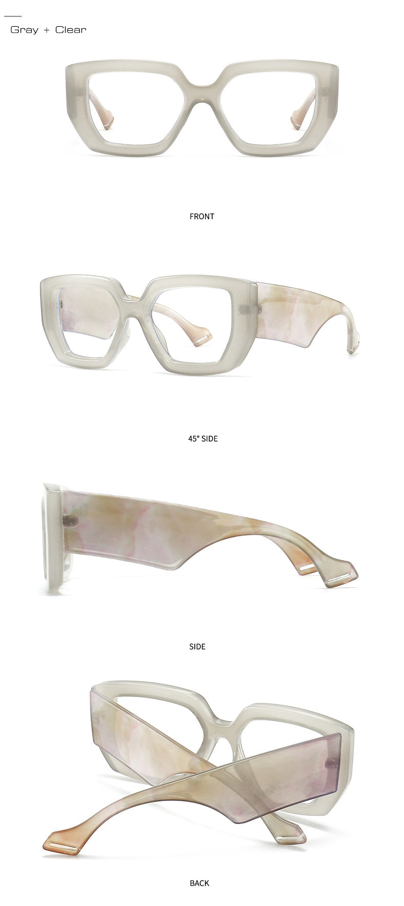 Colorful Square Polygon Frame Glasses