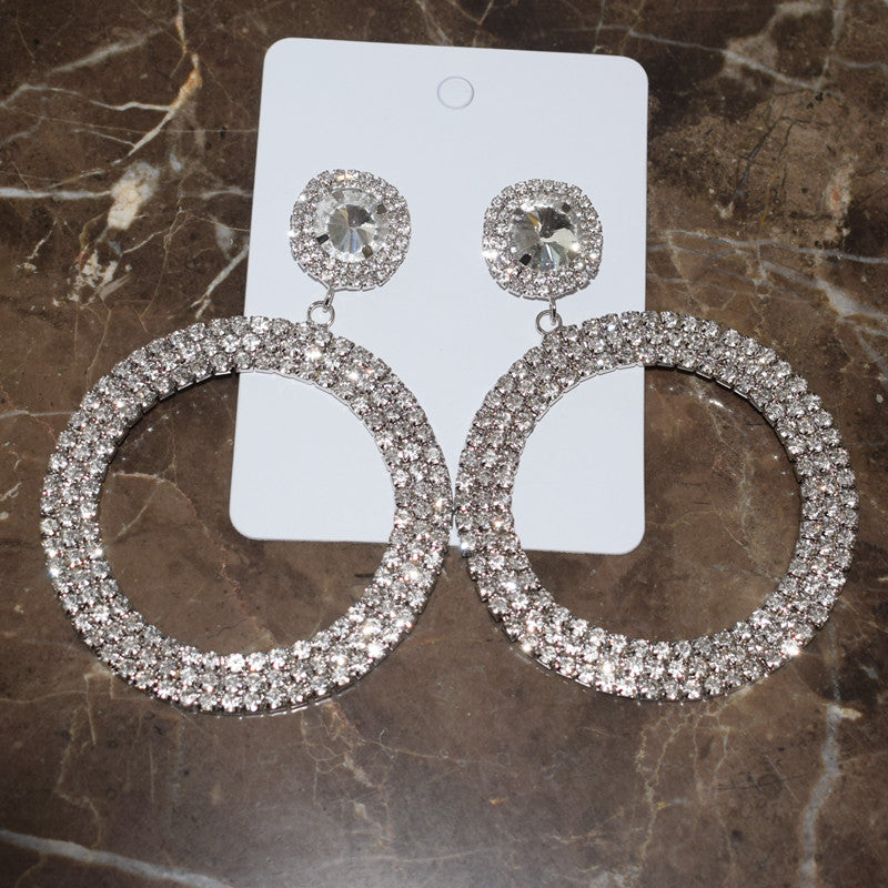 Rhinestone Big Circle Earrings