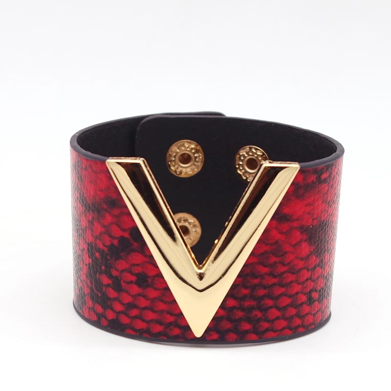 V Shaped Leather Cuff Bracelet