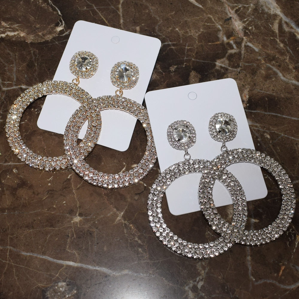 Rhinestone Big Circle Earrings