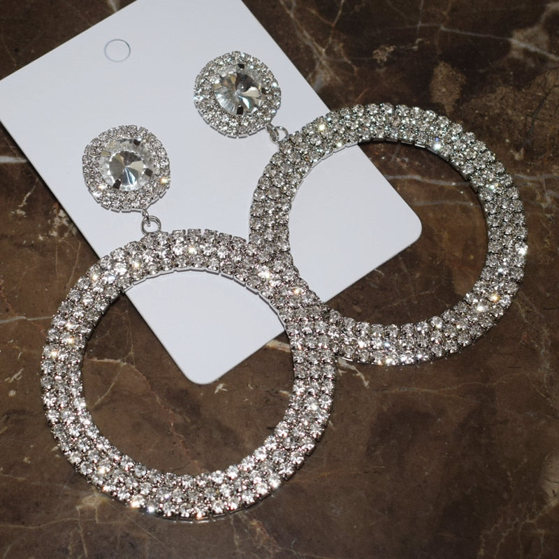 Rhinestone Big Circle Earrings