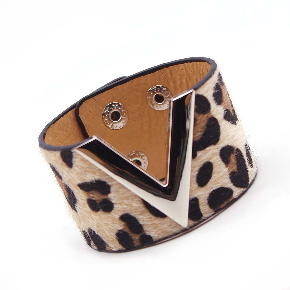 V Shaped Leather Cuff Bracelet