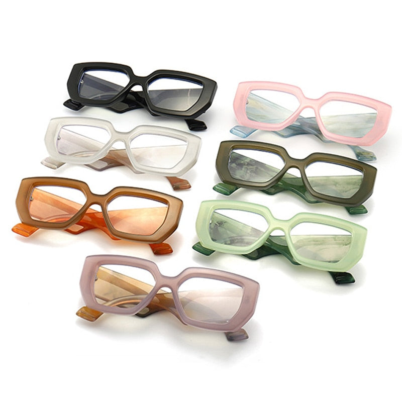 Colorful Square Polygon Frame Glasses