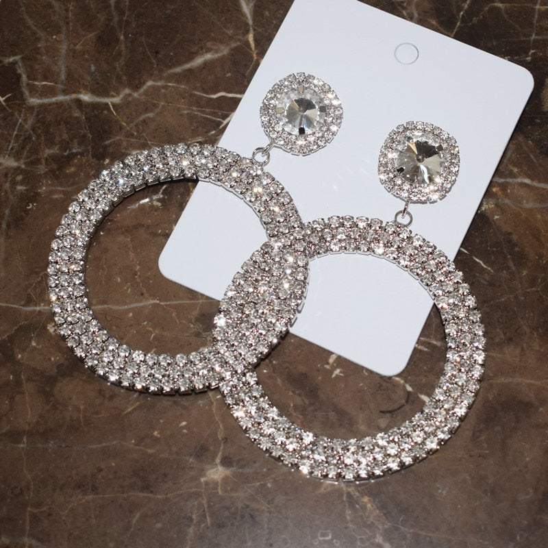 Rhinestone Big Circle Earrings
