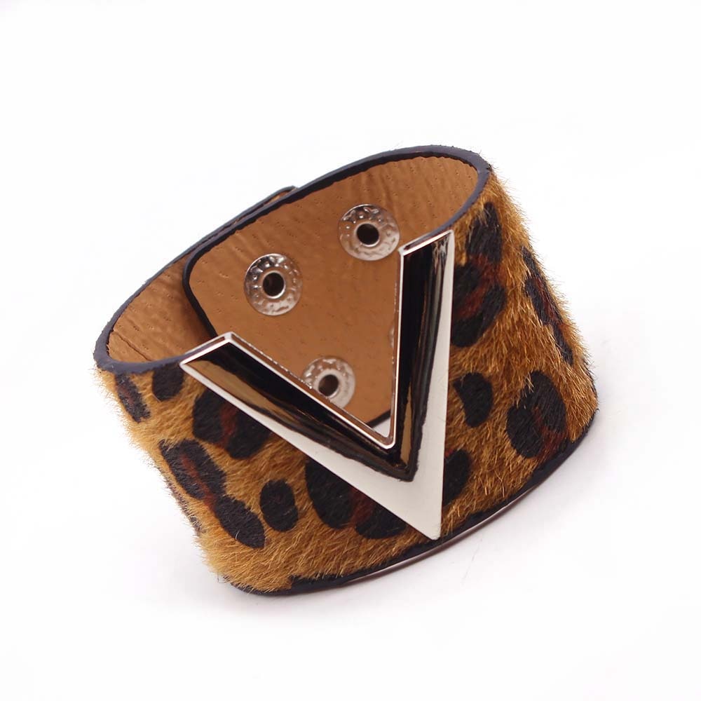 V Shaped Leather Cuff Bracelet