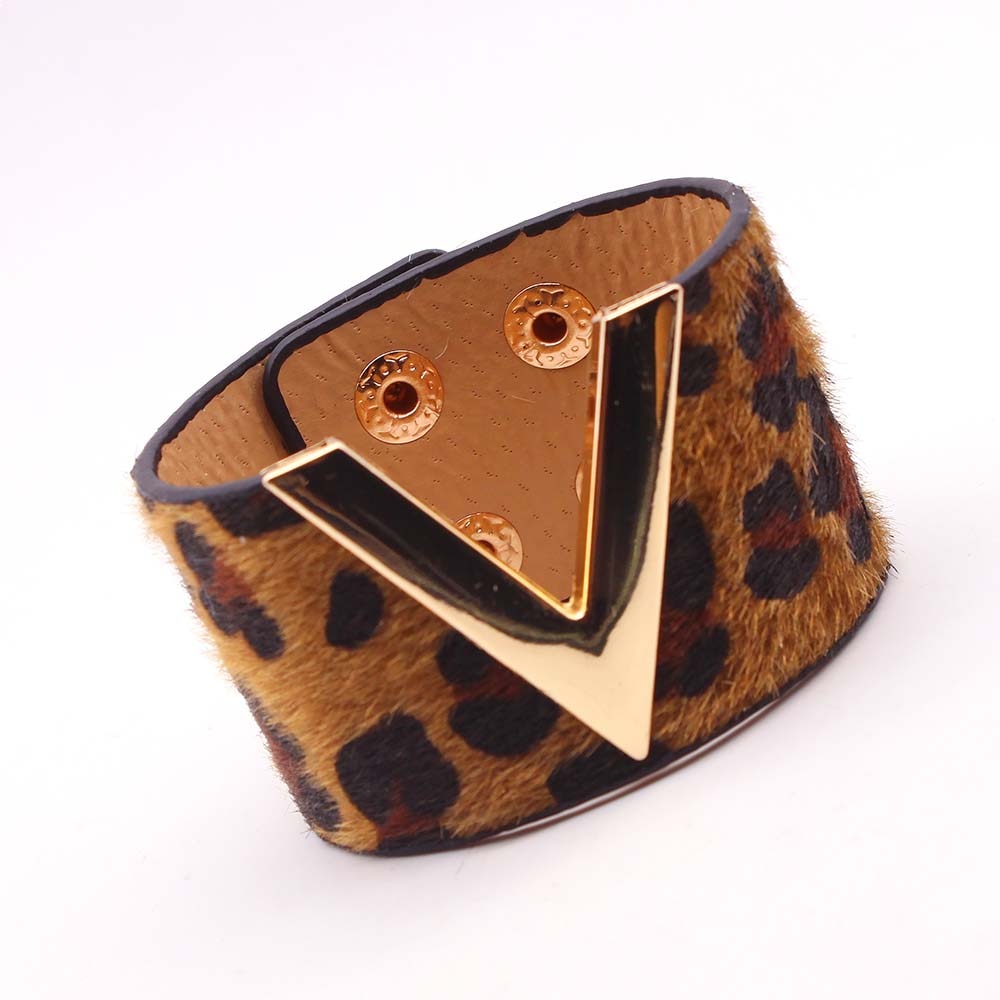 V Shaped Leather Cuff Bracelet