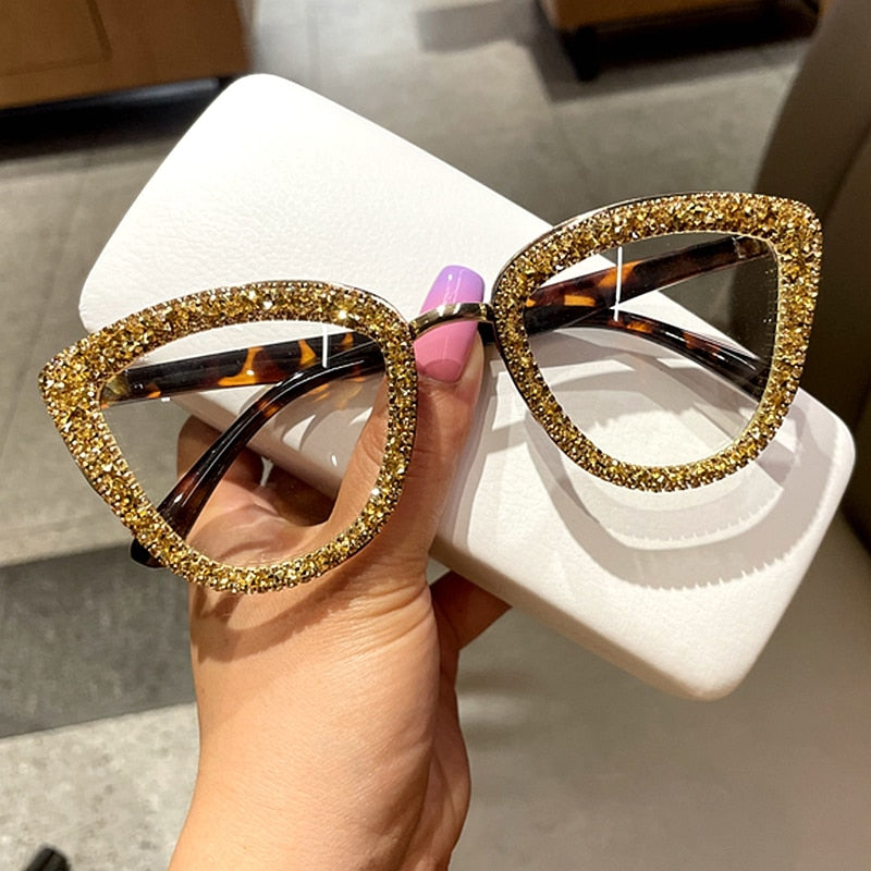 Vintage Oversized Bling Cat Eye Sunglasses