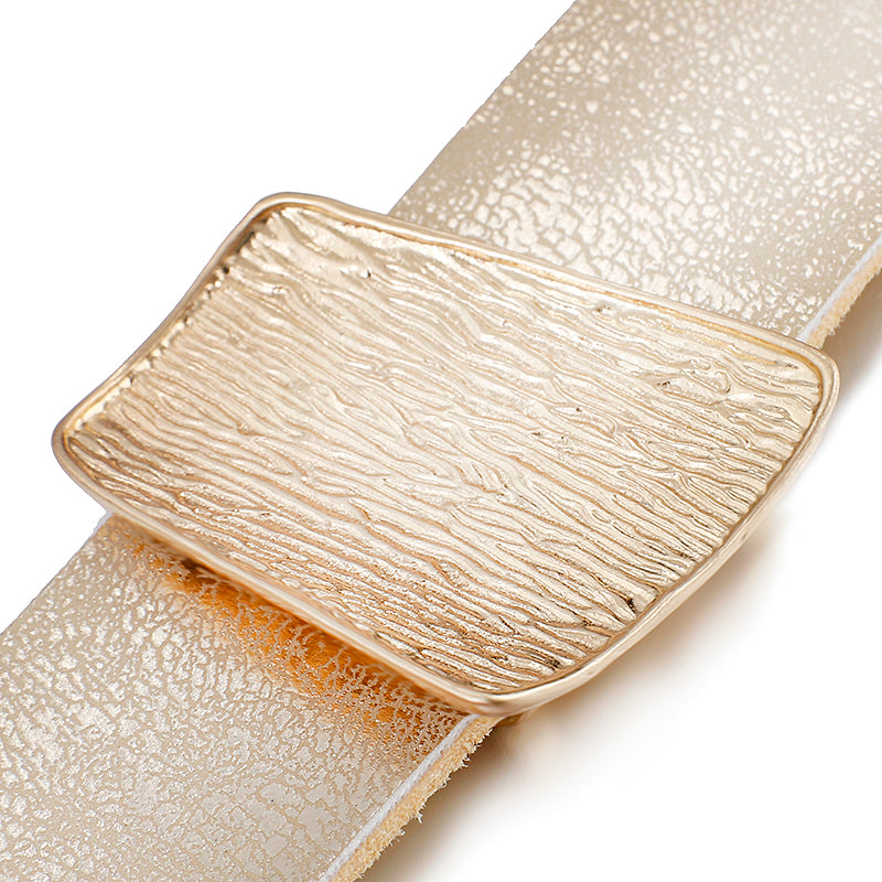 Champagne Gold Color Metal Leather Bracelet