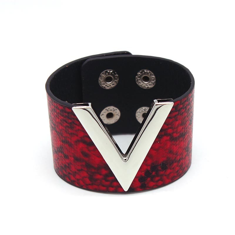 V Shaped Leather Cuff Bracelet