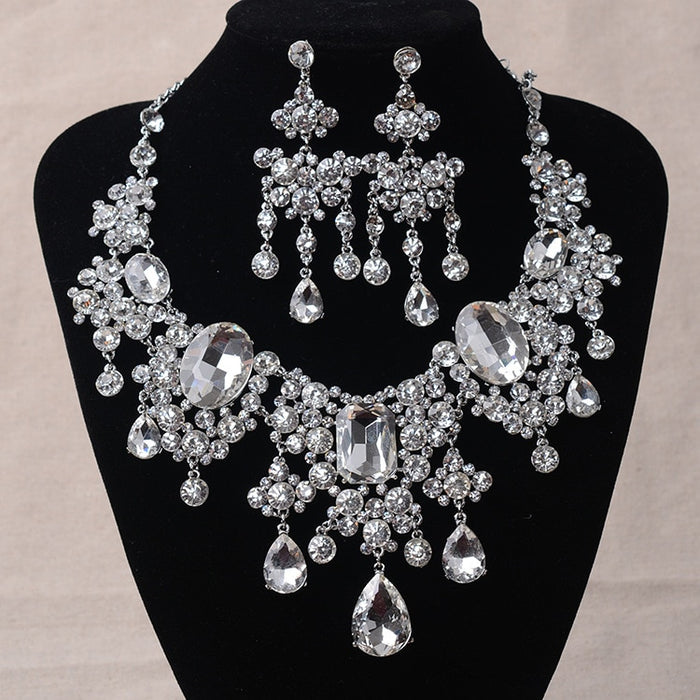 African Rhinestone Water Drop Necklace Set