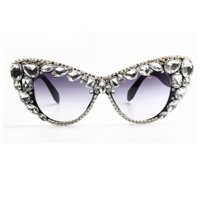 Colorful Rhinestone Retro Cat Eye Sunglasses