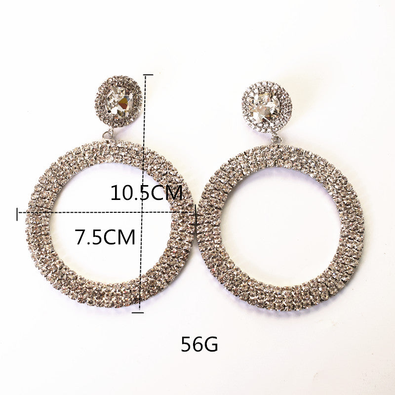 Rhinestone Big Circle Earrings