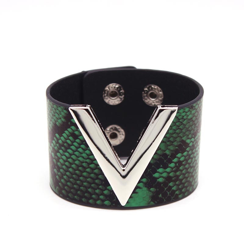 V Shaped Leather Cuff Bracelet