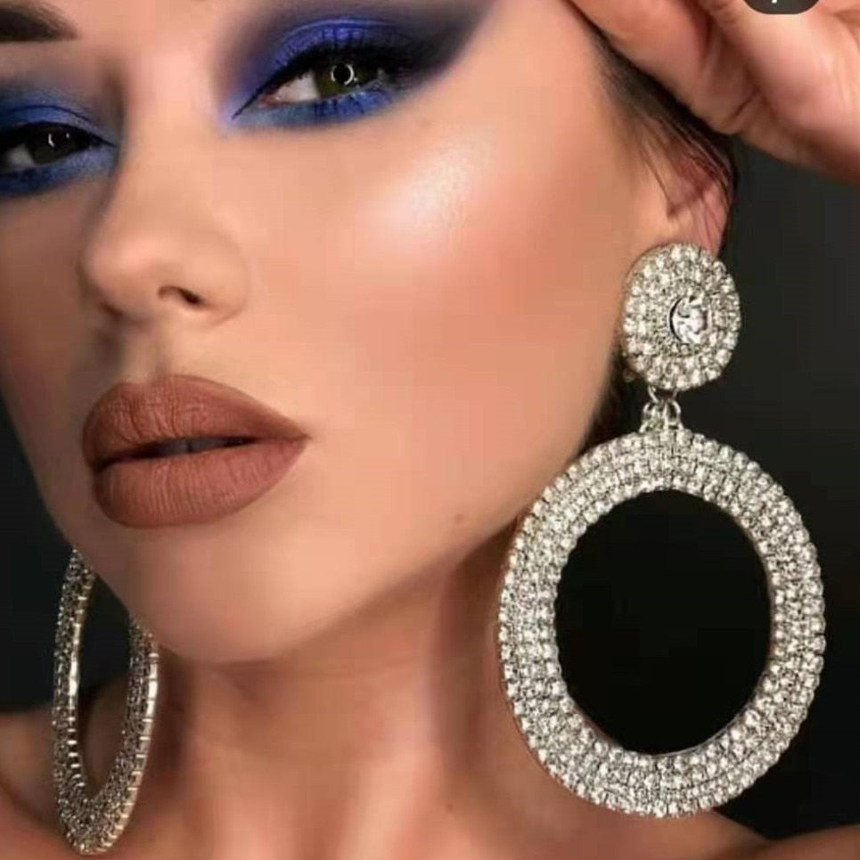 Rhinestone Big Circle Earrings