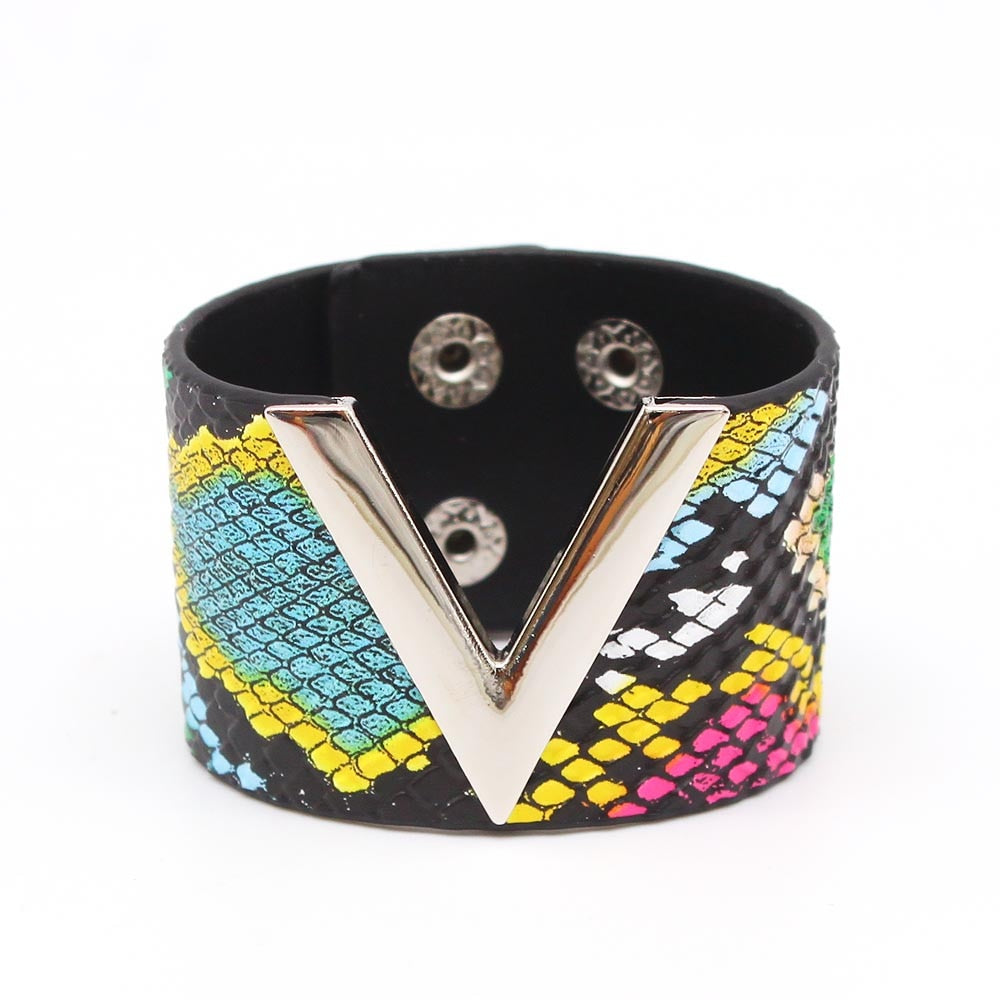 V Shaped Leather Cuff Bracelet