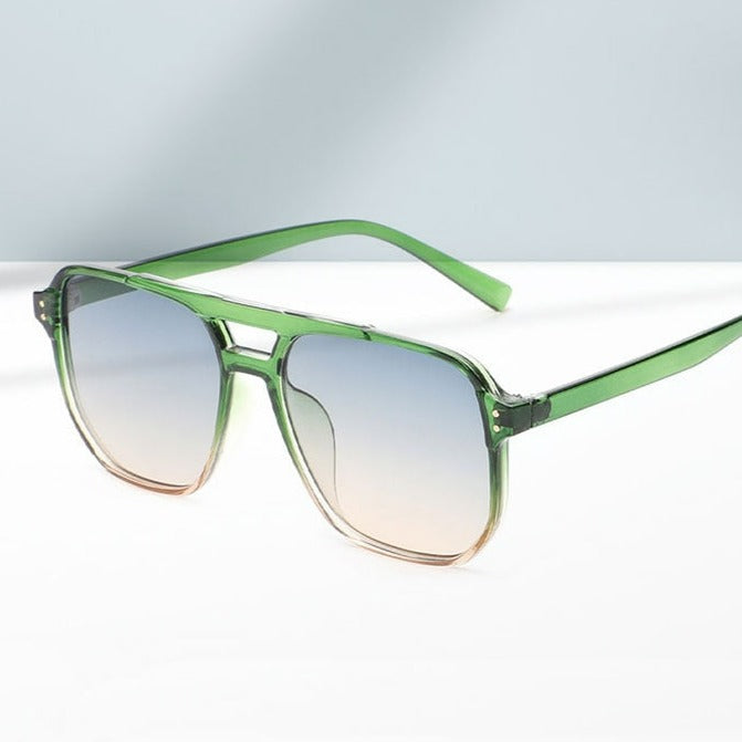 Retro Double Bridges Square Sunglasses