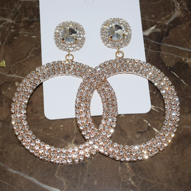 Rhinestone Big Circle Earrings