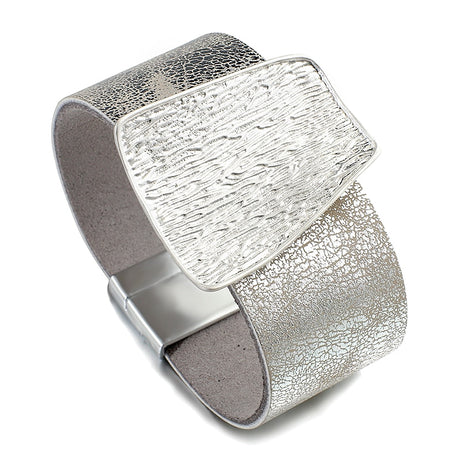 Champagne Gold Color Metal Leather Bracelet