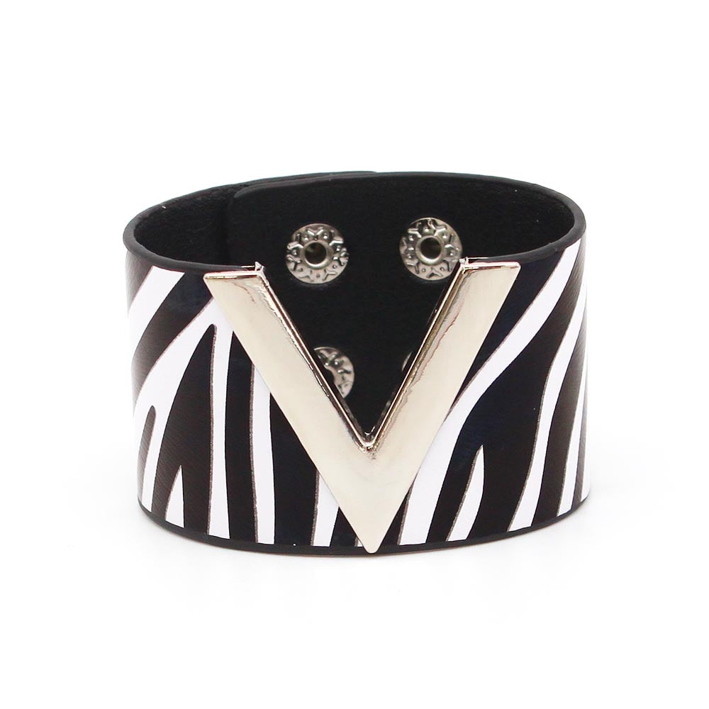 V Shaped Leather Cuff Bracelet