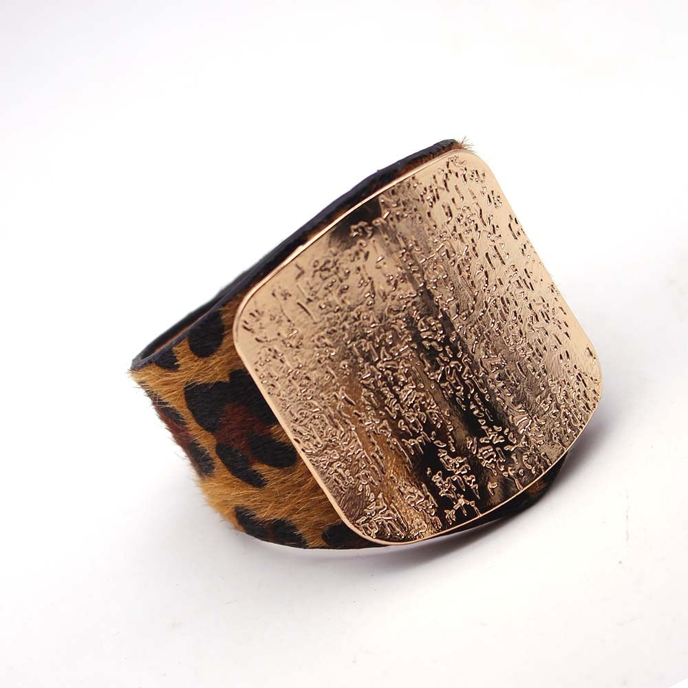 V Shaped Leather Cuff Bracelet