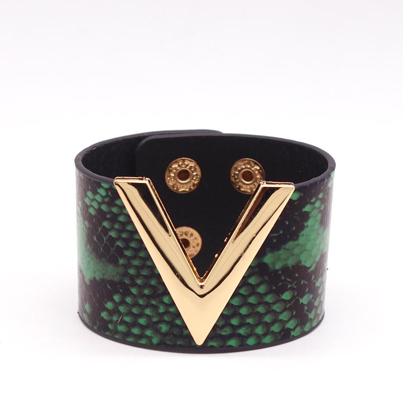 V Shaped Leather Cuff Bracelet