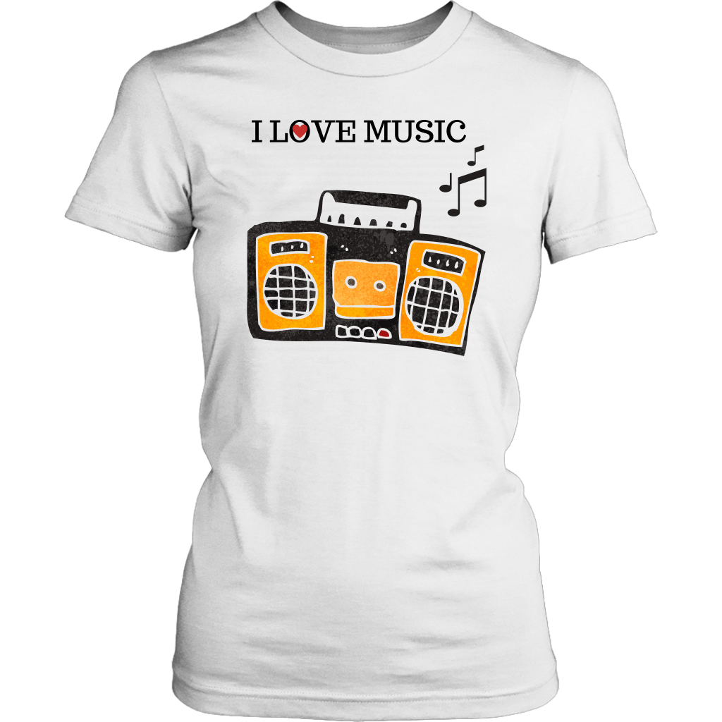 I Love Music Women's Unisex T-Shirt - White | Shop Sassy Chick