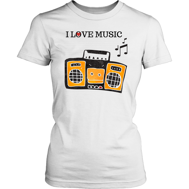 I Love Music Women's Unisex T-Shirt - White | Shop Sassy Chick