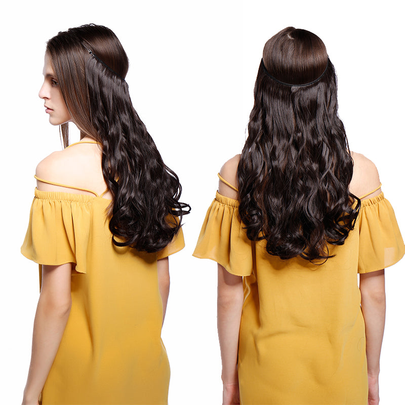Model using Invisible Wire No Clips In Hair Extension
