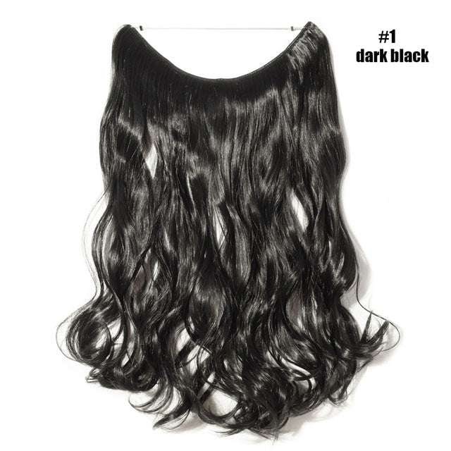 Dark Black Invisible Wire No Clips In Hair Extension