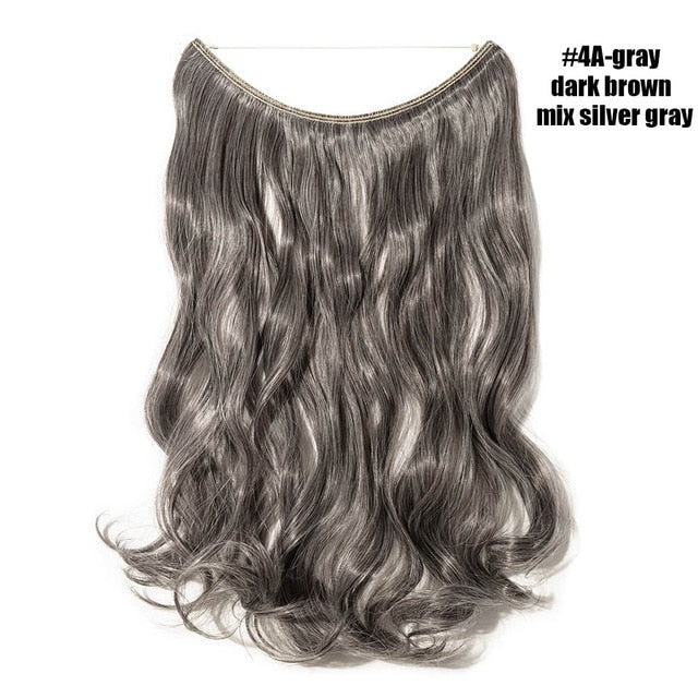 Silver Gray Invisible Wire No Clips In Hair Extension