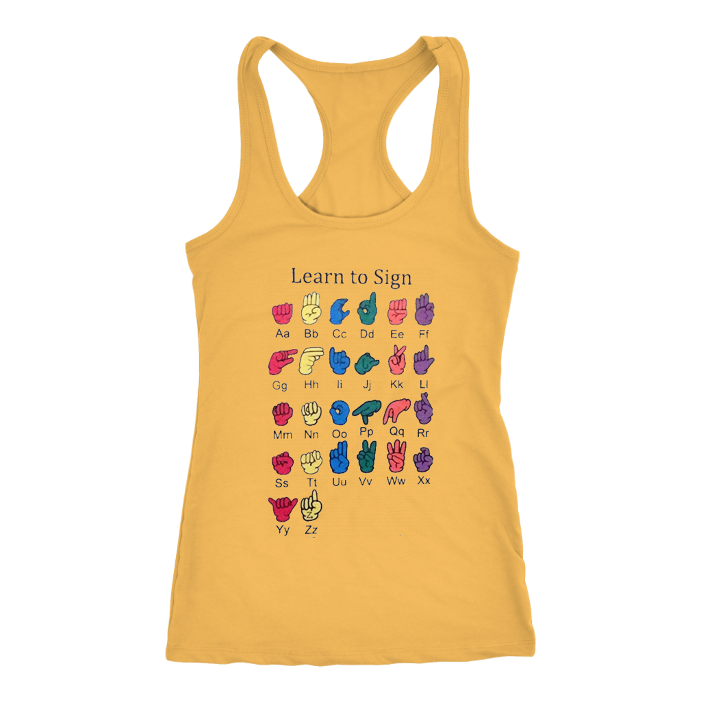 ASL I Love You Racerback Tank Top -Yellow | Shop Sassy Chick