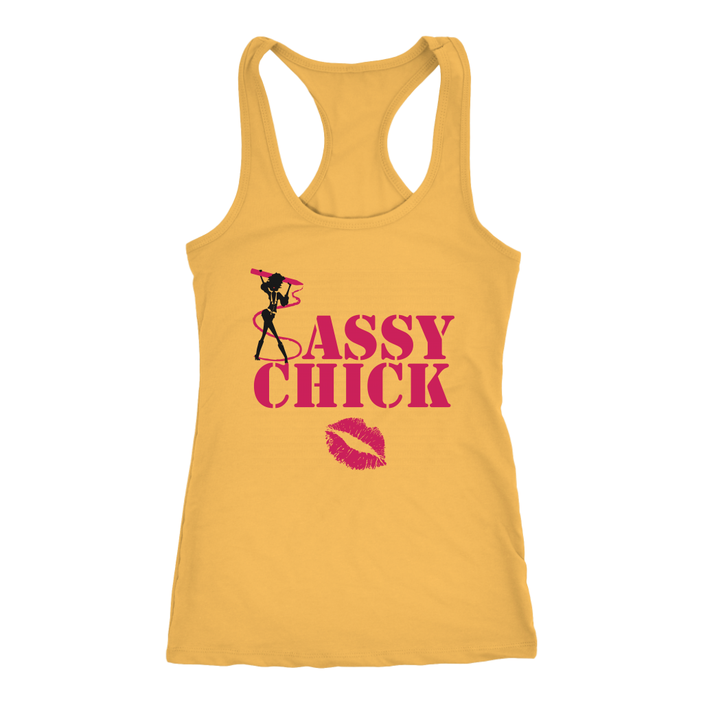Sassy Chick Pink Lips Racerback Tank Top - Yellow | Shop Sassy Chick