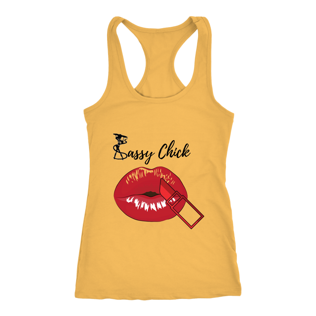 Red Lips Racerback Tank Top - Yellow | Shop Sassy Chick