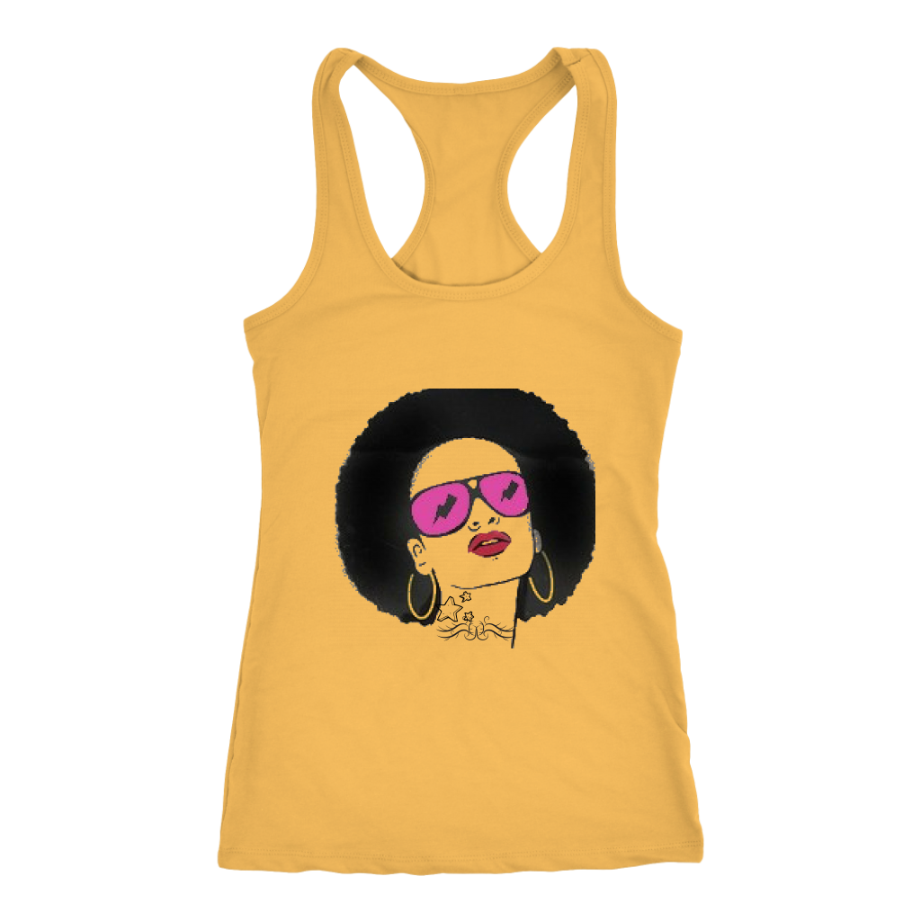 Sassy Afro Racerback Tank Top - Yellow | Shop Sassy Chick