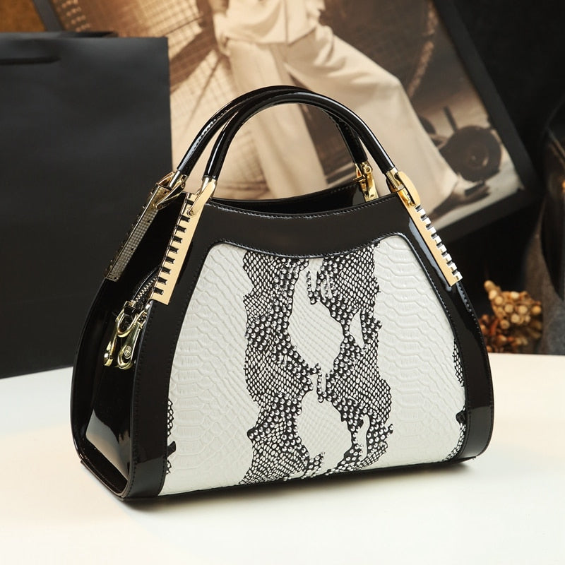 White Leather Crystal Diamonds Shoulder Bag