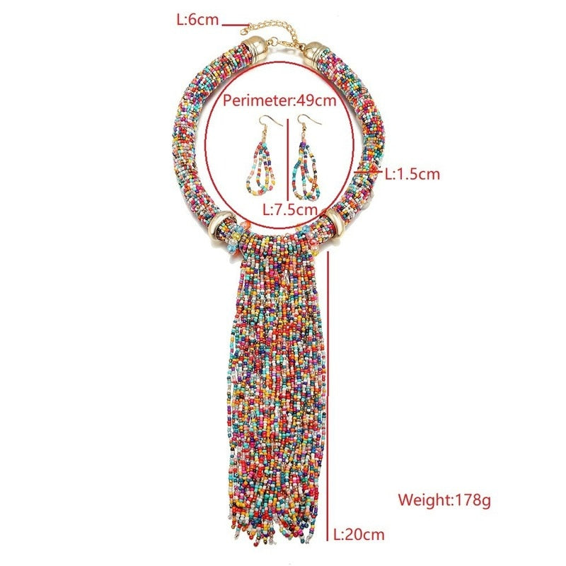 Size of Long Tassel Beads Necklace