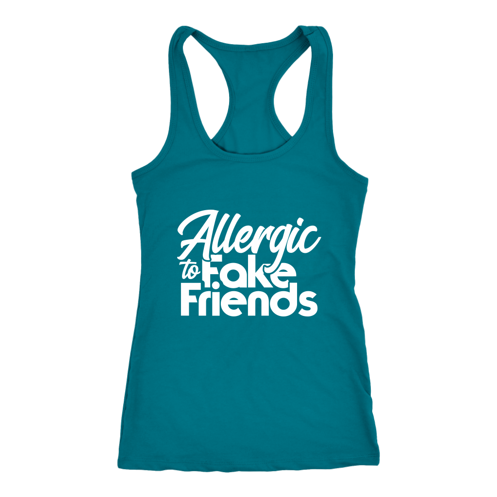 Allergic To Fake Friends Racerback Tank Top - Indigo | Shop Sassy Chick