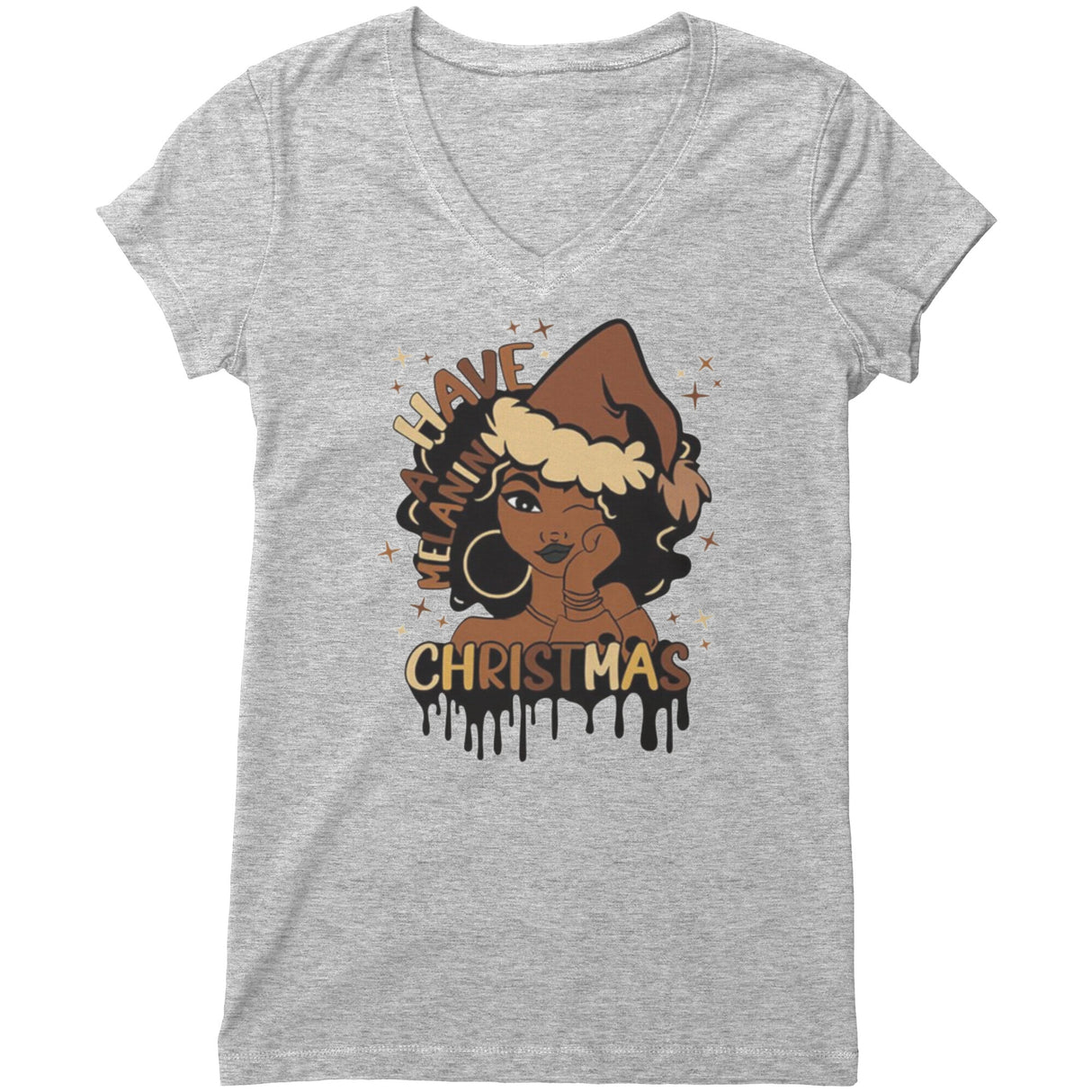 Melanin Christmas V-neck Shirt